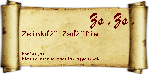 Zsinkó Zsófia névjegykártya